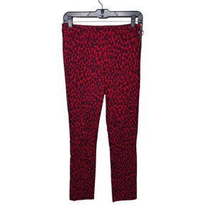 Zara Red Black Animal Print Skinny Pants Women’s Medium High Rise Stretch